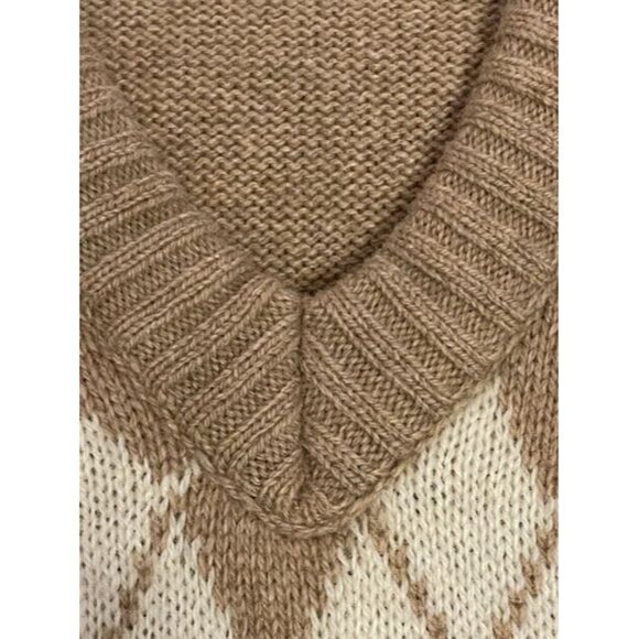 Vintage Royal Knight‎ Argyle Knit Sweater Vest M Wool & Acrylic Beige - Picture 10 of 12